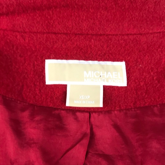Michael Kors solid red wool button front lined jacket - Picture 7 of 8